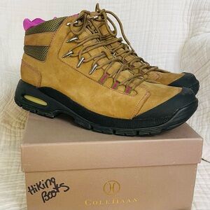 Cole Haan Air Stratus Hiking Boots - Khaki Nubuk with Pink Accent 9 B